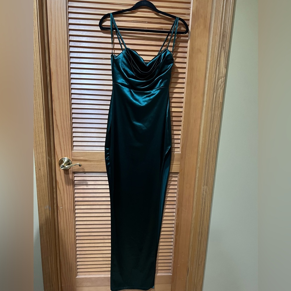 Windsor Teal Backless Satin Dress